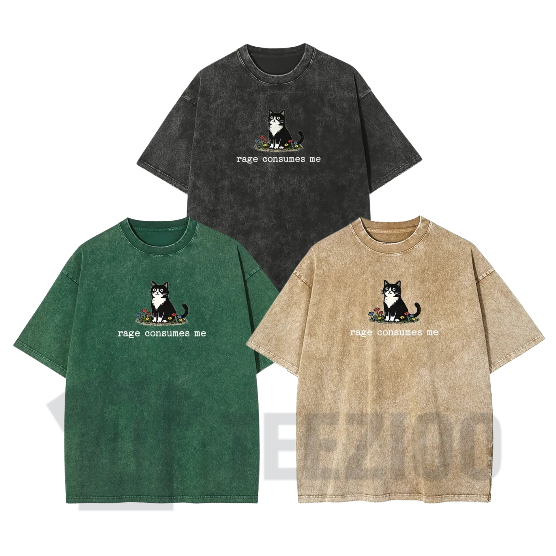 Vintage Washed Rage Cat Meme T Shirt.png