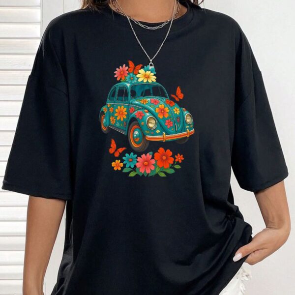 Women s Turquoise Floral Graphic T Shirt Vibrant Botanical Print Tee Soft Cotton Nature Inspired Flower Shirt for Her.jpg